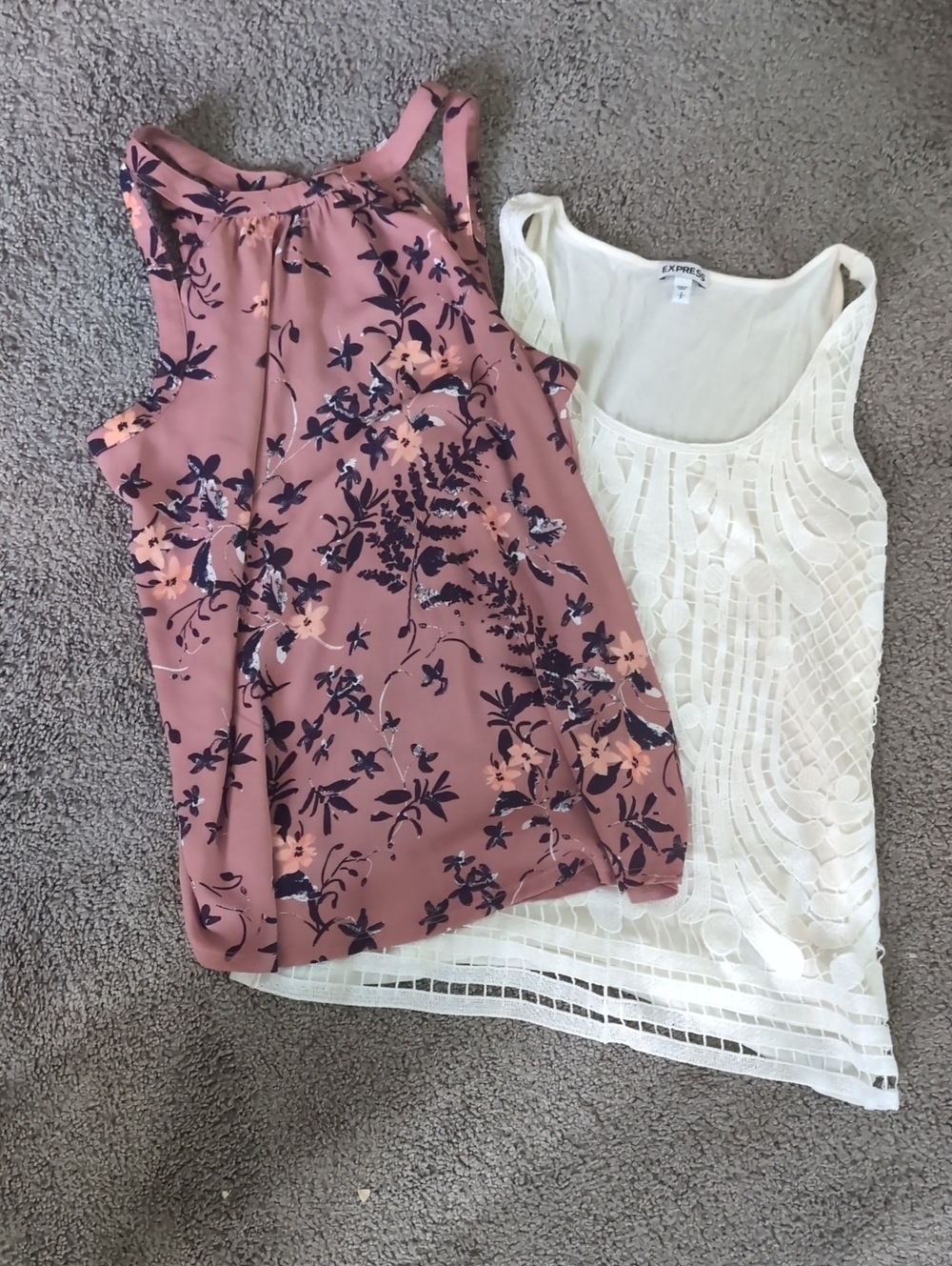 Express Dusty Pink Floral Halter Shell Top